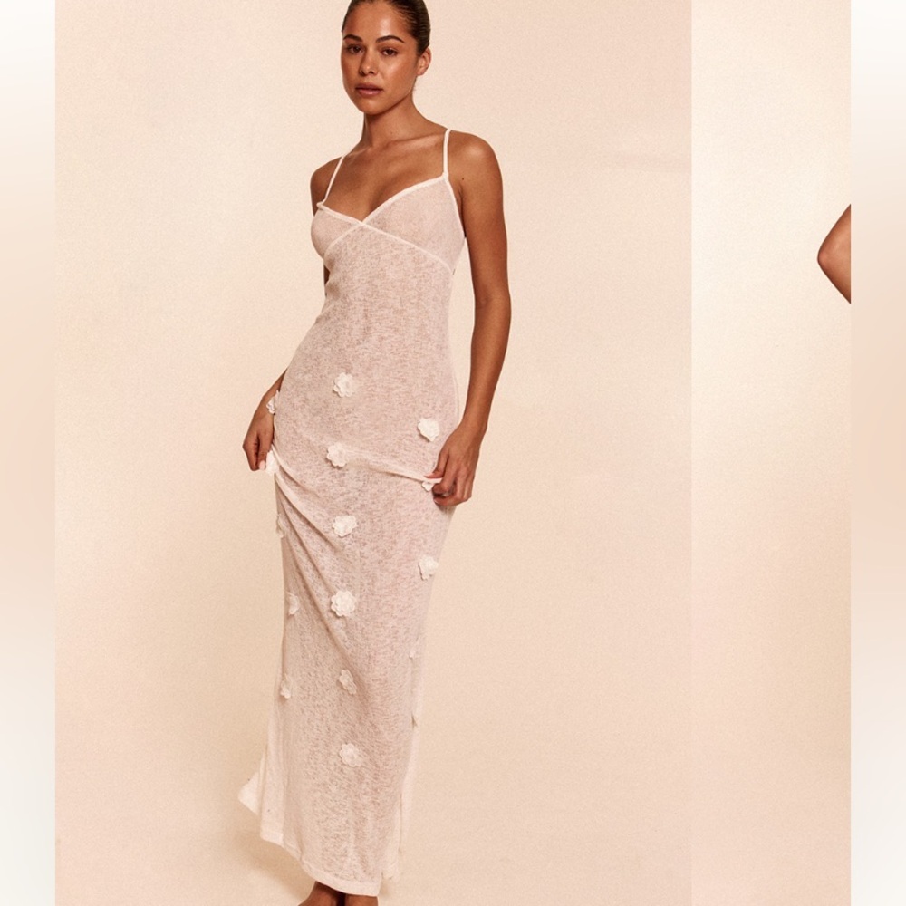 BHLDN JULES BEADED MAXI DRESS US SIZE 10 Appliqué Crochet Maiden Beach